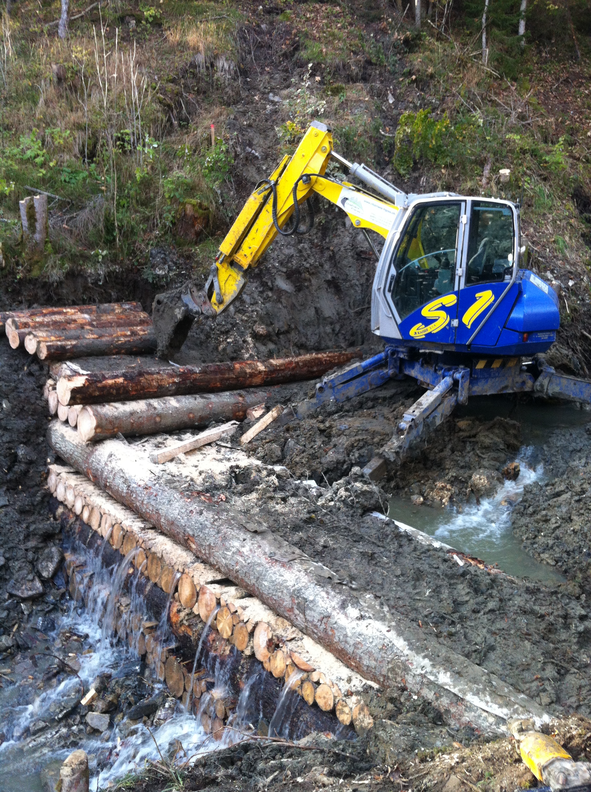 Construction de chutes d'eau en bois